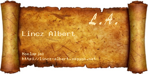 Lincz Albert névjegykártya